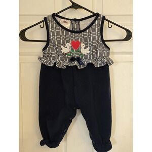 80's Vintage Baby Girl‎ Romper One Piece Outfit Embroidered Decal 3-6 Months